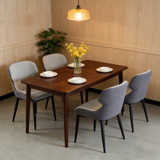 Nuteesal Scandinavian Leather Wingback Upholstered Dining Chair