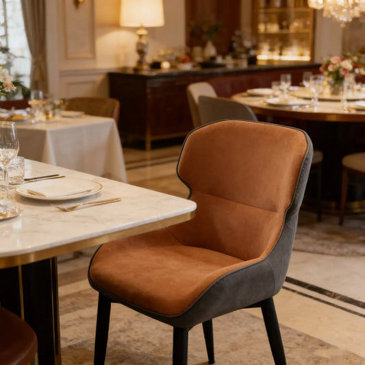 Nuteesal Scandinavian Leather Wingback Upholstered Dining Chair