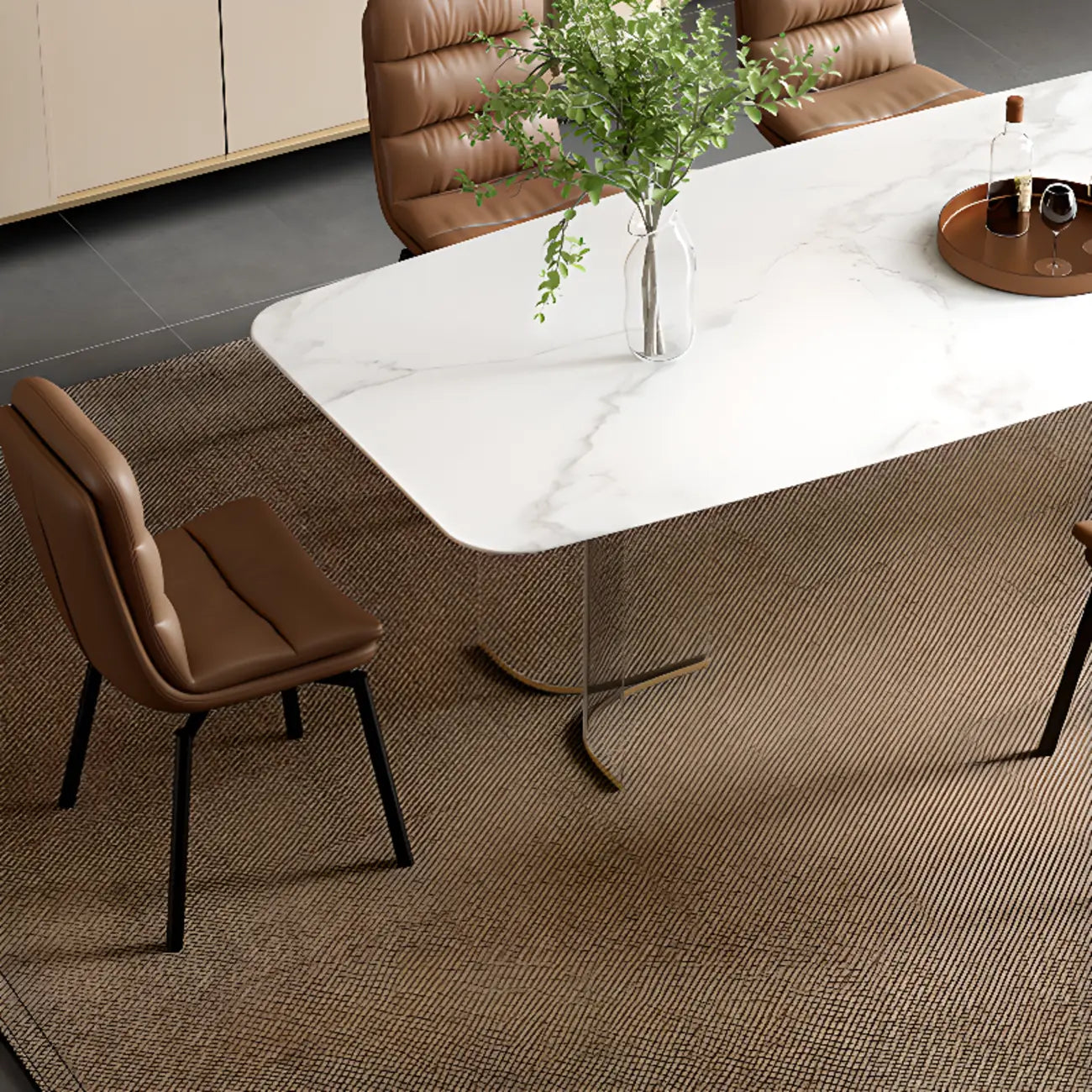 nuteesal Art Deco Faux Leather Swivel Dining Chair